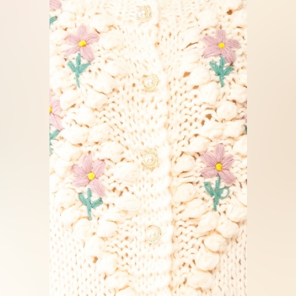 Chunky Floral Knit Cardigan - Picture 3 of 7